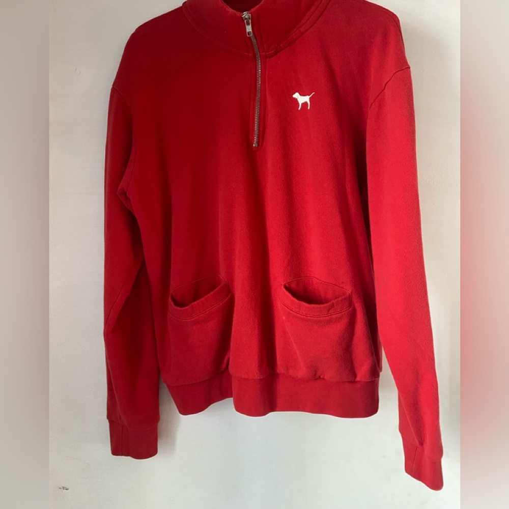 Victoria Secrets PINK Red Half-Zip Sweater Size SP